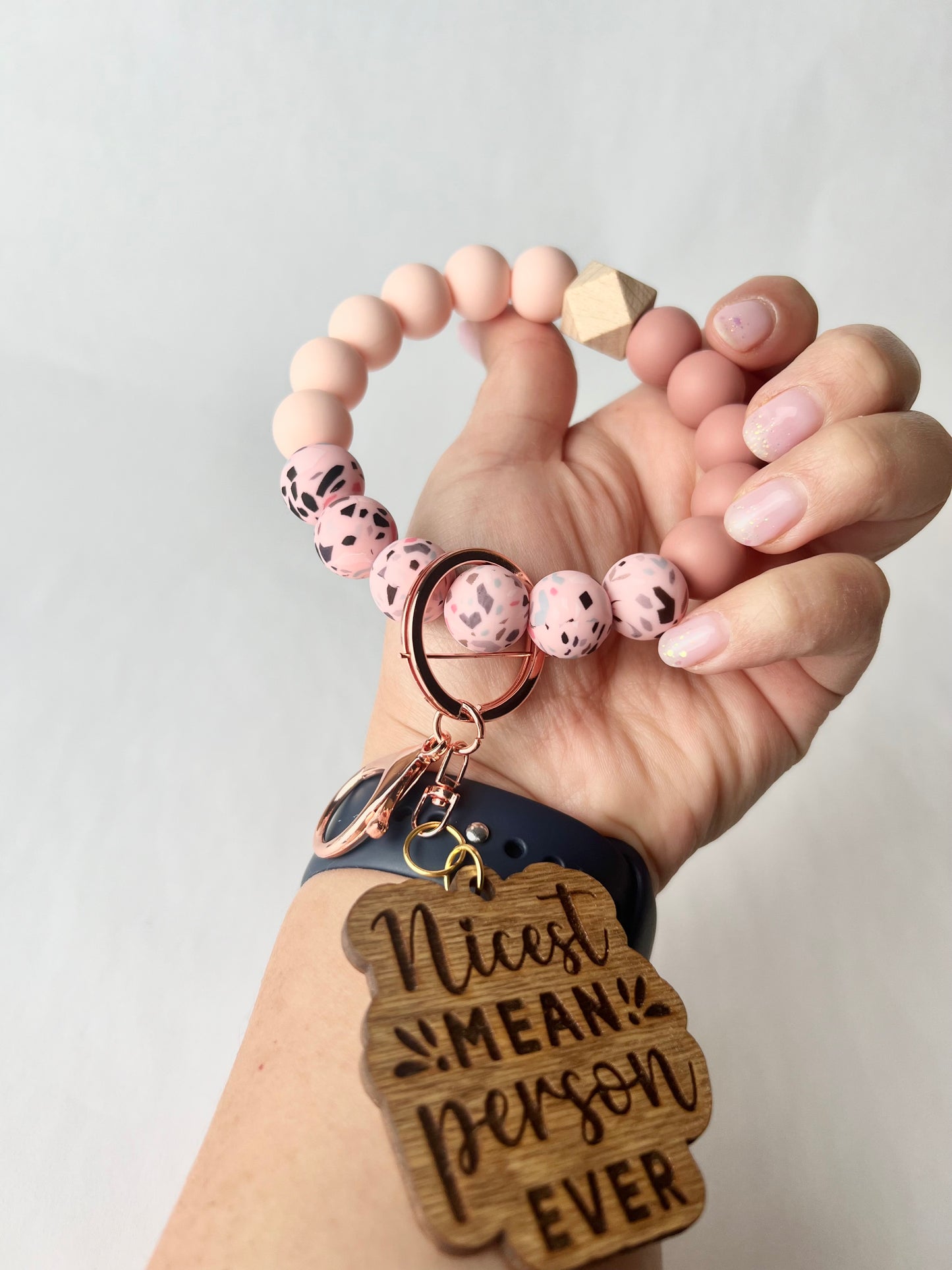 Pink Terrazzo Keychain Wristlet