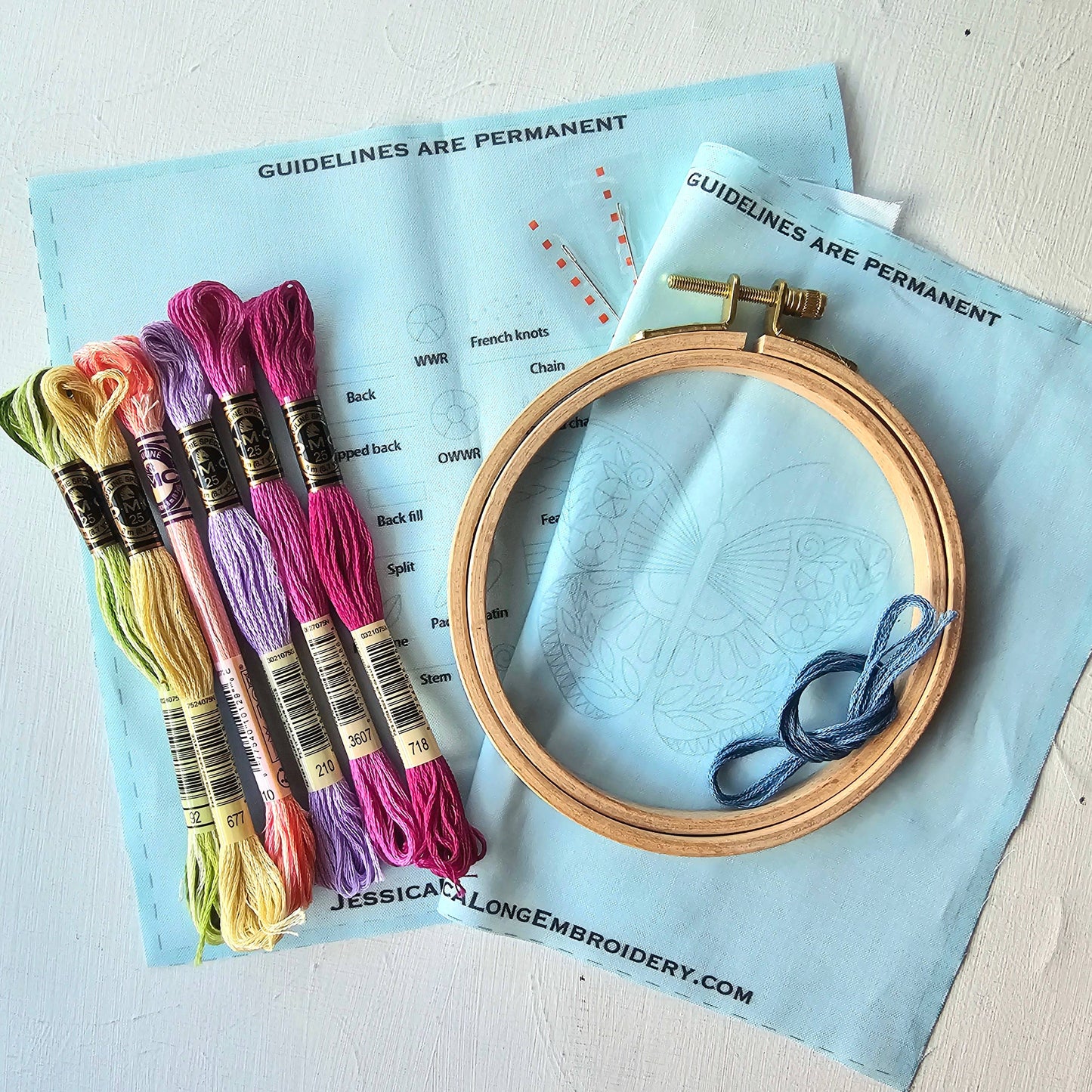 Beginner Butterfly Sampler hand embroidery kit