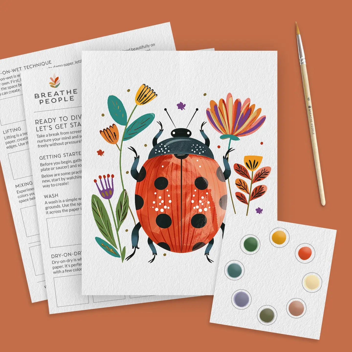 All-in-One Beginner Watercolor Paint Set- Ladybug- Diy Craft