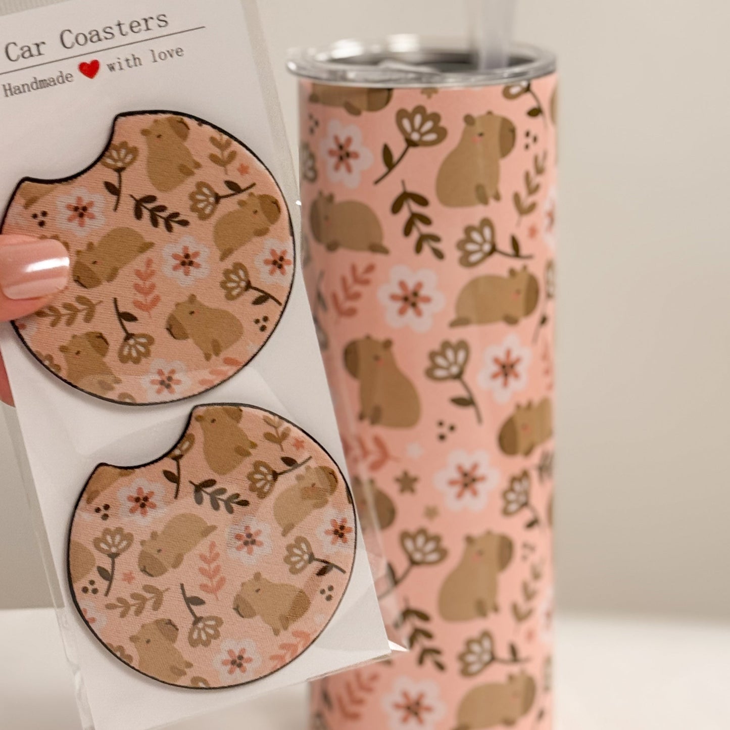 Cute Capybara Car Coasters