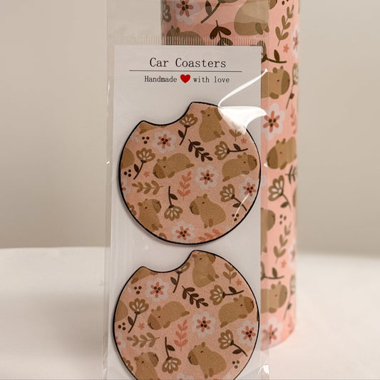 Cute Capybara Car Coasters