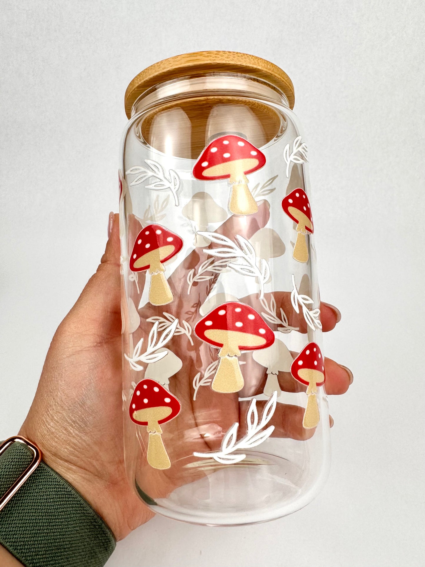 Red Mushrooms and Branch Cup