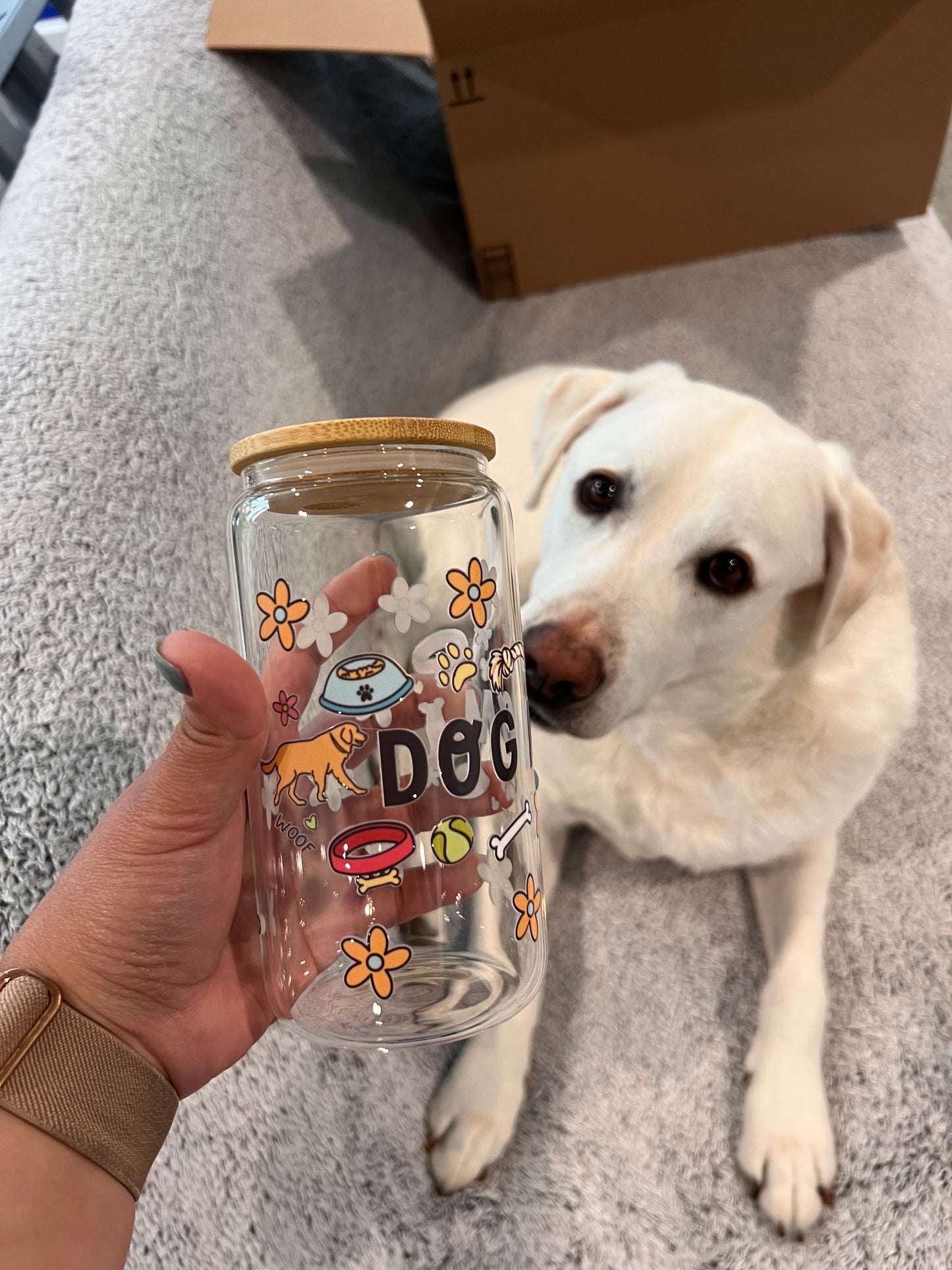 Dog Mom Glass Cup