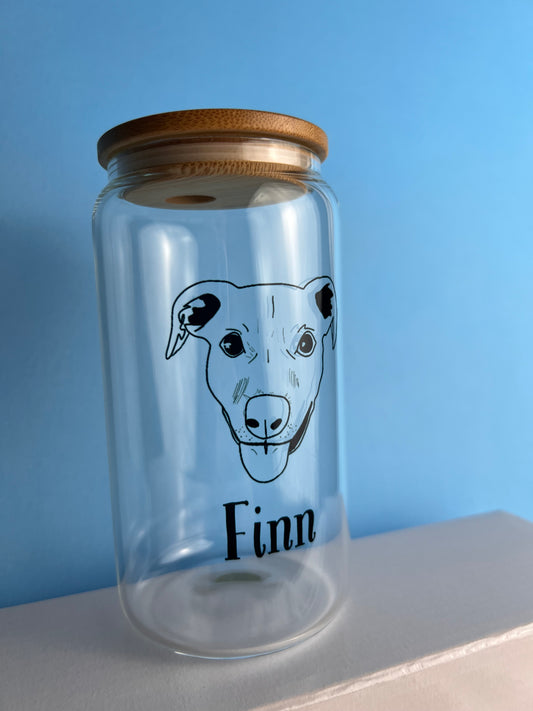 Pet Portrait Personalized Glass Tumbler