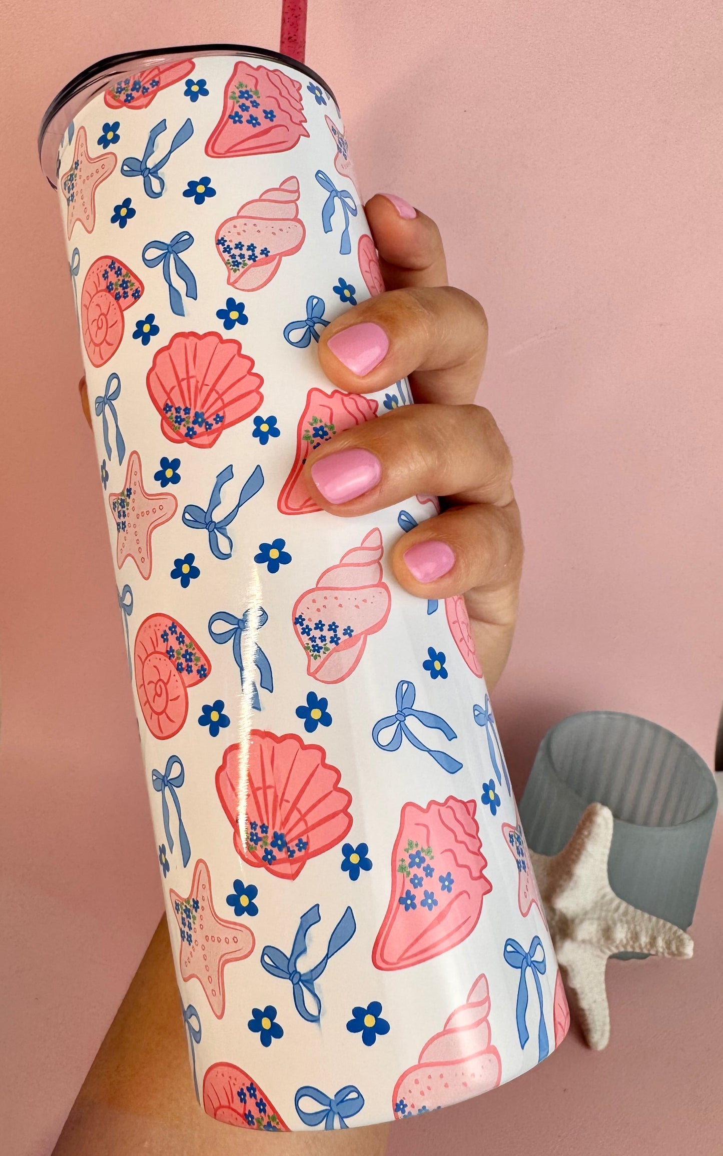 Coastal Pink and Blue Insulated Tumbler