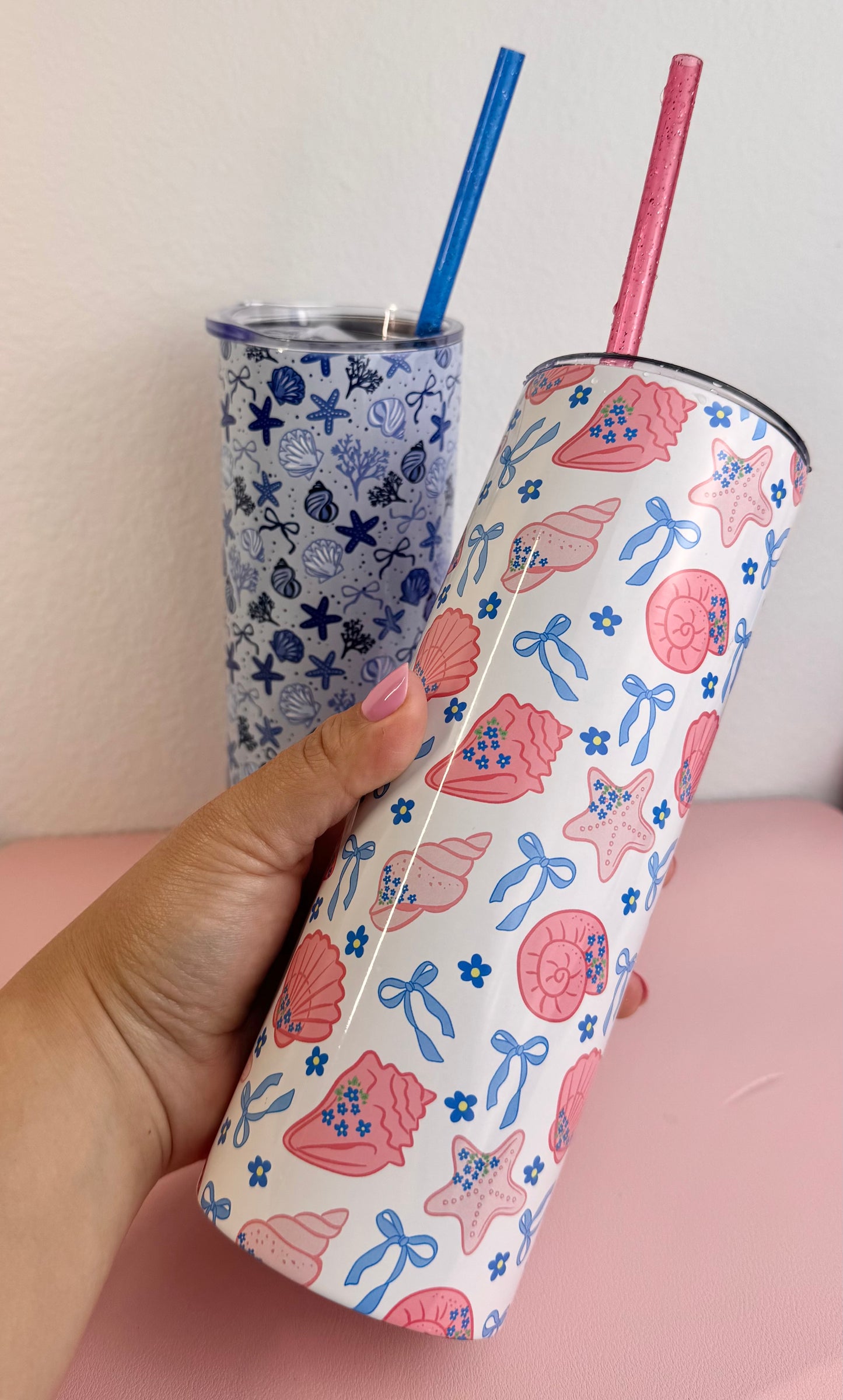 Coastal Pink and Blue Insulated Tumbler