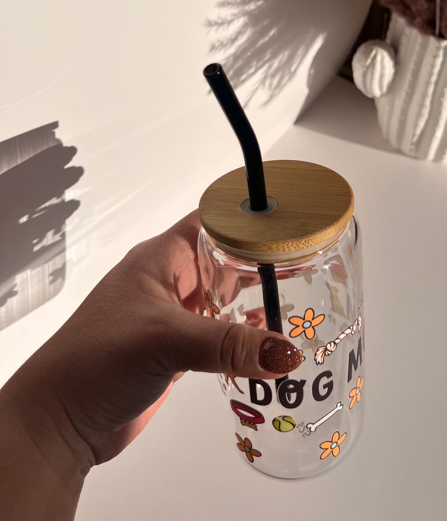 Dog Mom Glass Cup