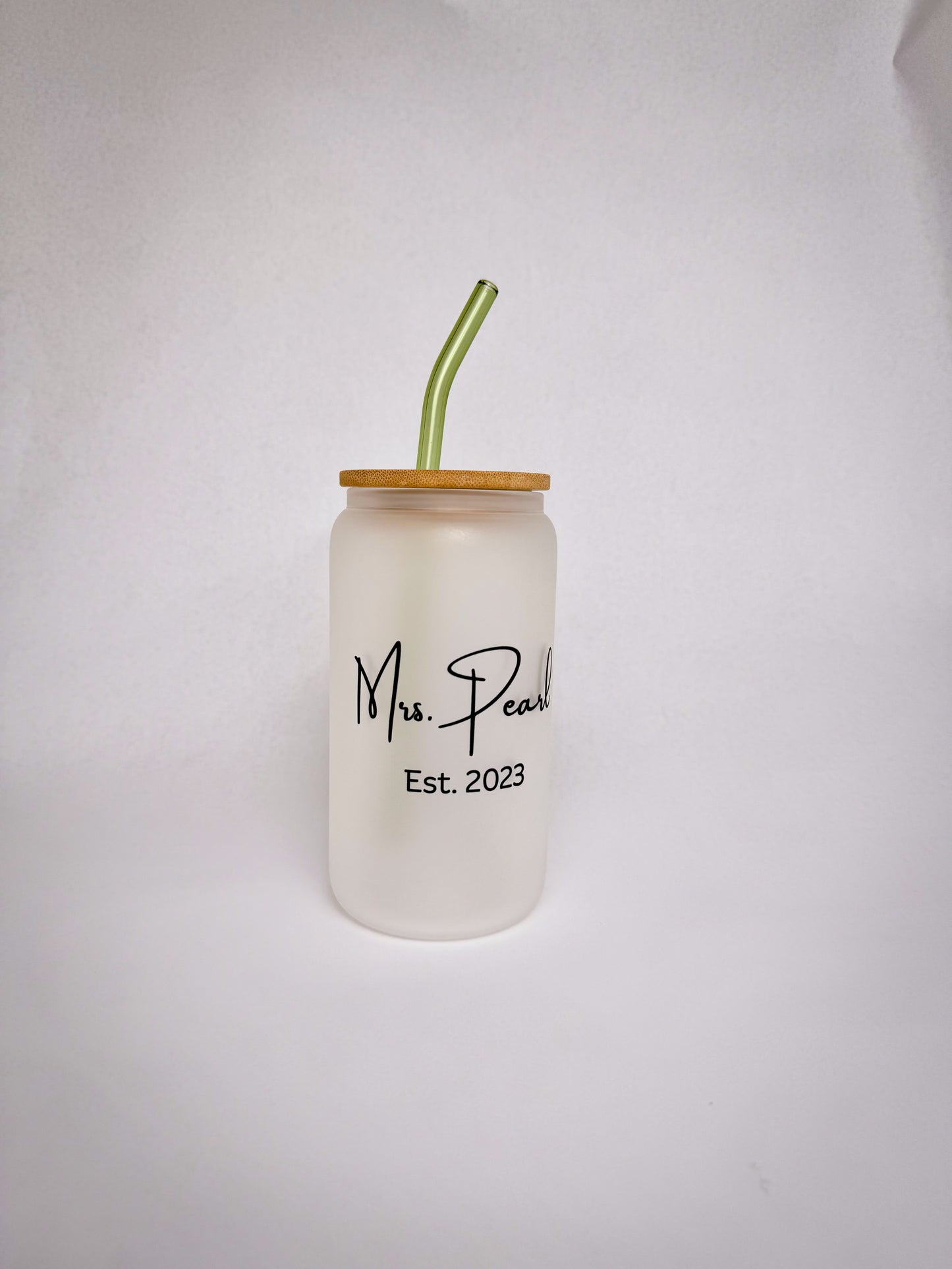 Personalized Frosted Glass Can