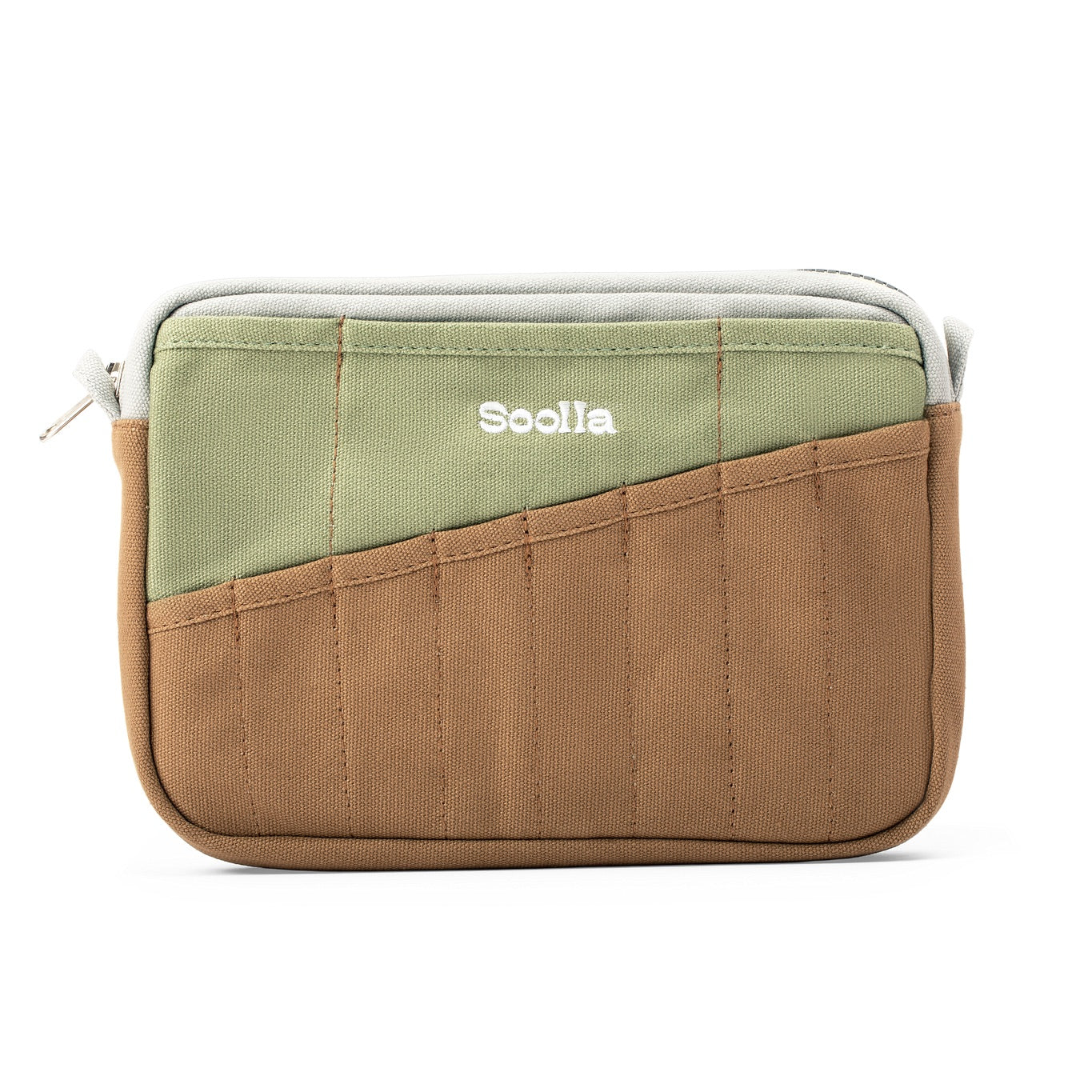 Soola Stationery Pouch- Green & Brown