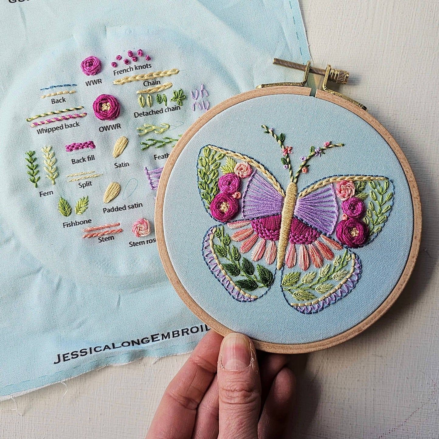 Beginner Butterfly Sampler hand embroidery kit